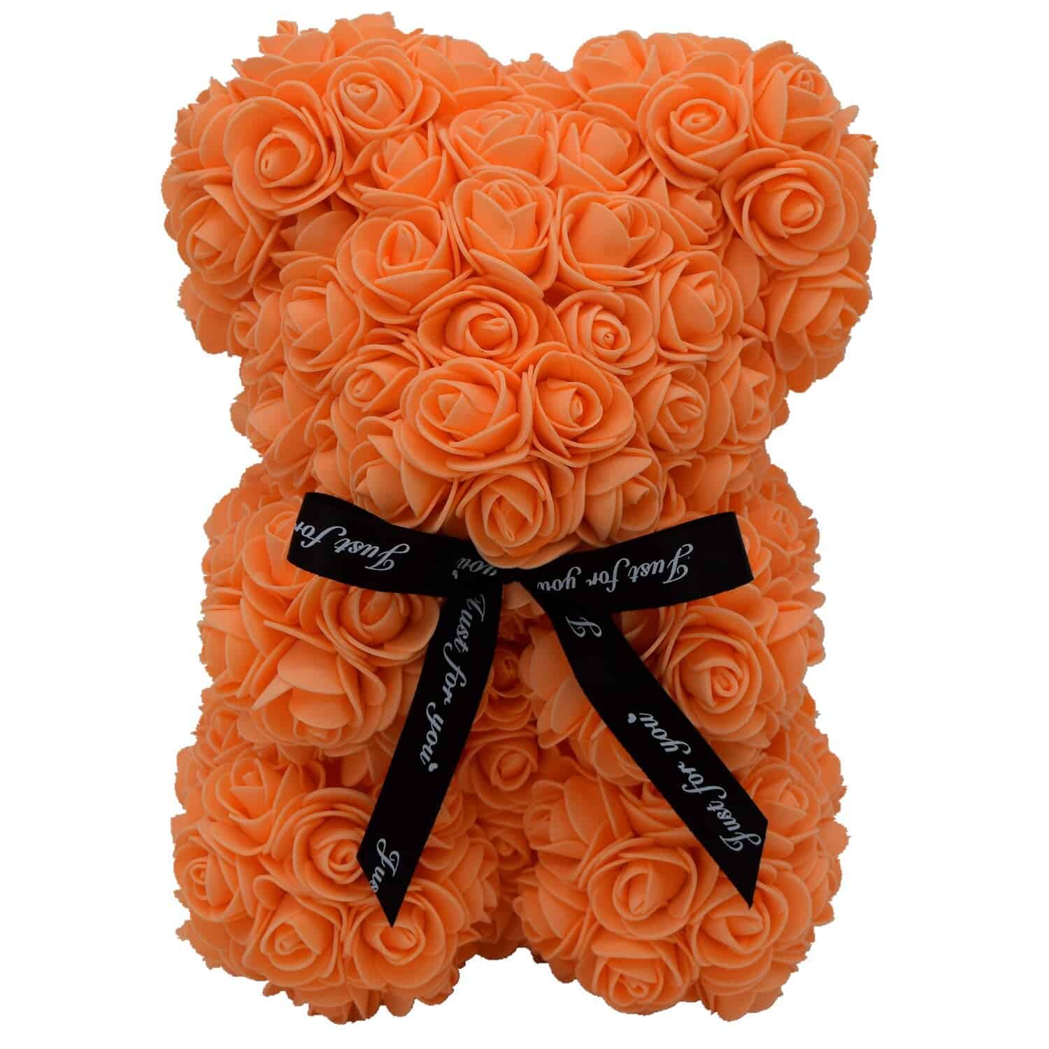 Valentins Bamse Evige Roser I Orange Farve